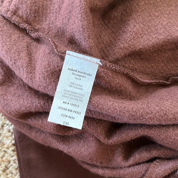 Naked Wardrobe Soft Sweatpants Elastic Waist in Chocolate Brown Size 1X - Picture 5 of 7